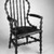 Attributed to George Jacob Hunzinger (American, born Germany, 1835-1898). <em>Armchair</em>, 1890s. Wood, leather, 43 1/4 x 26 x 25 1/4 in. (109.8 x 66.0 x 64.1 cm). Brooklyn Museum, Gift of Norman Mizuno and Alan J. Davidson in memory of Shinko Takeda, Kazu Takeda, Miyo Takeda and Yoshi Takeda, 1996.38a-b. Creative Commons-BY (Photo: Brooklyn Museum, 1996.38a-b_view2_bw_IMLS.jpg)