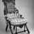 George Jacob Hunzinger (American, born Germany, 1835-1898). <em>Chair</em>, ca. 1869. Ebonized wood, casters, original upholstery, 44 1/2 x 25 3/4 x 28 in. (113.0 x 65.4 x 71.1 cm). Brooklyn Museum, Gift of the American Art Council, 1996.80.2. Creative Commons-BY (Photo: Brooklyn Museum, 1996.80.2_bw_IMLS.jpg)
