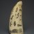 Native Alaskan. <em>Engraved Whale Tooth</em>, late 19th century. Sperm whale tooth, black ash or graphite, oil, 6 1/2 x 3 x 2 in. (16.5 x 7.6 x 5.1 cm). Brooklyn Museum, Gift of Robert B. Woodward, 20.895. Creative Commons-BY (Photo: Brooklyn Museum, 20.895_right.jpg)