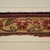 Mughal. <em>Border Fragment of a Pashmina Carpet with Pattern of Lattice and Blossoms</em>, mid 17th century. Pashmina wool pile on silk foundation, 4 3/4 x 14 in. (12.1 x 35.6 cm). Brooklyn Museum, Gift of Nobuko Kajitani, 2004.111 (Photo: Brooklyn Museum, 2004.111.jpg)