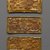  <em>Rectangular Plaques (3)</em>. Gold, 1 3/4 x 3 7/8 in. (4.5 x 9.8 cm). Brooklyn Museum, Gift of Dr. Alvin E. Friedman-Kien, 2004.112.4a-c. Creative Commons-BY (Photo: Brooklyn Museum, 2004.112.4a-c_back_PS4.jpg)