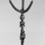 Luba. <em>Bow Stand (Nsakakabemba)</em>, late 19th or early 20th century. Wood, cloth, iron, vegetable cordage, 28 3/8 x 11 x 5 1/2in. (72.1 x 27.9 x 14cm). Brooklyn Museum, Museum Expedition 1922, Robert B. Woodward Memorial Fund, 22.1346. Creative Commons-BY (Photo: Brooklyn Museum, 22.1346_bw.jpg)