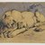 Eugène Delacroix (French, 1798-1863). <em>Lioness Devouring a Rabbit</em>. Pen and ink with reddish wash on paper, 9 x 14 1/8 in. (22.9 x 35.8 cm). Brooklyn Museum, Carll H. de Silver Fund, 26.59 (Photo: Brooklyn Museum, 26.59_PS2.jpg)