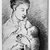 Ralph Albert Blakelock (American, 1847-1919). <em>Mother and Child</em>, ca. 1871. Pen and sepia ink on back of business card, Sheet: 4 7/8 x 3 in. (12.4 x 7.6 cm). Brooklyn Museum, Gift of Mr. and Mrs. E. Le Grand Beers in memory of Edwin Beers, 27.22 (Photo: Brooklyn Museum, 27.22_bw_IMLS.jpg)
