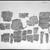 <em>Papyrus Fragments Inscribed in Greek or Coptic</em>, 395-642 C.E. Papyrus, ink, Glass: 8 7/16 x 11 1/4 in. (21.5 x 28.5 cm). Brooklyn Museum, Gift of Theodora Wilbour, 35.1457 (Photo: Brooklyn Museum, 35.1457_negA_bw_IMLS.jpg)