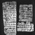  <em>Three Papyrus Fragments Inscribed in Demotic</em>, 332 B.C.E.-395 C.E. Papyrus, ink, Glass: 8 7/16 x 8 7/16 in. (21.5 x 21.5 cm). Brooklyn Museum, Gift of Theodora Wilbour, 35.1462 (Photo: Brooklyn Museum, 35.1462_negA_bw_IMLS.jpg)