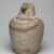  <em>Canopic Jar</em>, ca. 1539-1075 B.C.E. Limestone, pigment, 4 5/16 x 4 3/4 x 4 1/16 in. (10.9 x 12 x 10.4 cm). Brooklyn Museum, Charles Edwin Wilbour Fund, 37.1896Ea-b. Creative Commons-BY (Photo: Brooklyn Museum, 37.1896Ea-b_threequarterleft_PS2.jpg)