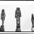  <em>Lion-Headed Goddess Amulet</em>, 664–525 B.C.E. Faience, 1 15/16 x 7/16 in. (5 x 1.1 cm). Brooklyn Museum, Charles Edwin Wilbour Fund, 37.982E. Creative Commons-BY (Photo: , 37.964E_37.978E_37.982E_GrpA_SL4.jpg)