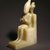  <em>Seated Statuette of Pepy I with Horus Falcon</em>, ca. 2338-2298 B.C.E. Egyptian alabaster, traces of Egyptian blue, red pigment, and gypsum, 10 1/2 x 2 3/4 x 6 1/4 in. (26.7 x 6.98 x 15.9 cm). Brooklyn Museum, Charles Edwin Wilbour Fund, 39.120. Creative Commons-BY (Photo: Brooklyn Museum, 39.120_threequarter_SL1.jpg)