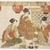 Kitagawa Utamaro (Japanese, 1753-1806). <em>Three Seated Ladies with Lanterns, Tea Pot, Candle Holder and Stringed Instrument</em>, 18th century. Color woodblock print on paper, 10 x 14 15/16 in. (25.4 x 38 cm). Brooklyn Museum, Gift of Frederic B. Pratt, 42.89 (Photo: Brooklyn Museum, 42.89_IMLS_SL2.jpg)