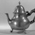 William Will. <em>Teapot</em>, 1764-1798. Pewter, wood, 8 x 4 in. (20.3 x 10.2 cm). Brooklyn Museum, Designated Purchase Fund, 45.10.194. Creative Commons-BY (Photo: Brooklyn Museum, 45.10.194_acetate_bw.jpg)