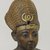  <em>Amunhotep III</em>, ca. 1390-1352 B.C.E. Wood, gold leaf, glass, pigment, Total height: 10 3/8 in. (26.3 cm). Brooklyn Museum, Charles Edwin Wilbour Fund, 48.28. Creative Commons-BY (Photo: Brooklyn Museum, 48.28_detail_threequarter_right_PS4.jpg)