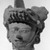  <em>Modeled Head</em>, ca. 13th century. Ceramic, black pitch, 7 × 6 1/4 × 4 1/2 in. (17.8 × 15.9 × 11.4 cm). Brooklyn Museum, Gift of Albert Gallatin, 49.36. Creative Commons-BY (Photo: Brooklyn Museum, 49.36_acetate_bw.jpg)