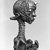 Lulua. <em>Figure of a Mother Holding a Child  (Lupingu lwa Cibola)</em>, 19th century. Wood, copper alloy, palm oil, tukula, organic materials, 14 x 3 3/8 x 3 1/2 in. (35.6 x 8.6 x 8.9 cm). Brooklyn Museum, Museum Collection Fund, 50.124. Creative Commons-BY (Photo: Brooklyn Museum, 50.124_right_side_detail_acetate_bw.jpg)
