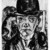 Max Beckmann (German, 1884-1950). <em>Self-Portrait in Bowler Hat (Selbstbildnis mit steifem Hut)</em>, 1921. Drypoint on laid paper, Image (Plate): 12 1/2 x 9 7/16 in. (31.8 x 24 cm). Brooklyn Museum, Gift of The Louis E. Stern Foundation, Inc., 64.101.350. © artist or artist's estate (Photo: Brooklyn Museum, 64.101.350_acetate_bw.jpg)