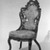 Attributed to John Henry Belter (American, born Germany, 1804-1863). <em>Side Chair (one of a pair with 64.153.1)</em>, ca. 1855. Rosewood, modern upholstery, 38 1/2 in. (97.8 cm). Brooklyn Museum, Gift of Mrs. Charles S. Jenney, 64.153.2. Creative Commons-BY (Photo: Brooklyn Museum, 64.153.2_acetate_bw.jpg)