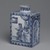 Unknown. <em>Tea Caddy</em>, ca. 1698. Tin-glazed earthenware (delftware), 6 5/8 x 4 1/2 x 3 in. (16.8 x 11.4 x 7.6 cm). Brooklyn Museum, Purchased with funds given by anonymous donors, 64.3.4a-b. Creative Commons-BY (Photo: Brooklyn Museum, 64.3.4_side1_PS2.jpg)