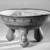 Mixteca-Puebla. <em>Tripod Bowl with Skull</em>, 1000-1500. Ceramic, pigments, 5 15/16 x 10 1/2 x 10 1/2 in. (15.1 x 26.7 x 26.7 cm). Brooklyn Museum, Carll H. de Silver Fund, 64.51.1. Creative Commons-BY (Photo: Brooklyn Museum, 64.51.1_exterior_acetate_bw.jpg)