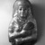  <em>Mummy Cartonnage of a Woman</em>, 1st century C.E. Linen, gesso, gold leaf, glass, faience, 23 x 14 x 9 in. (58.4 x 35.6 x 22.9 cm). Brooklyn Museum, Charles Edwin Wilbour Fund, 69.35. Creative Commons-BY (Photo: Brooklyn Museum, 69.35_NegA_film_bw_SL4.jpg)