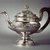 Sidney Gardiner. <em>Teapot</em>, ca. 1825. Silver, height: 8 5/8 in. (21.9 cm); diameter of base: 4 3/8 in. (11.1 cm). Brooklyn Museum, Gift of the Friends of Halsted James, 76.36. Creative Commons-BY (Photo: Brooklyn Museum, 76.36_SL4.jpg)