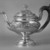 Sidney Gardiner. <em>Teapot</em>, ca. 1825. Silver, height: 8 5/8 in. (21.9 cm); diameter of base: 4 3/8 in. (11.1 cm). Brooklyn Museum, Gift of the Friends of Halsted James, 76.36. Creative Commons-BY (Photo: Brooklyn Museum, 76.36_bw.jpg)