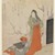 Totoya Hokkei (Japanese, 1780-1850). <em>Lady in Court Dress on Veranda with Flowering Plum</em>, ca. 1820. Color woodblock print on paper, 8 1/4 x 6 5/8 in. (21 x 16.8 cm). Brooklyn Museum, Gift of Mr. and Mrs. Peter P. Pessutti, 84.202.1 (Photo: Brooklyn Museum, 84.202.1_IMLS_PS3.jpg)