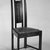 Charles Sumner Greene (American, 1868-1957). <em>Side Chair</em>, ca. 1907. Honduras mahogany, ebony, with inlay of silver, abalone, copper, pewter, and exotic woods, 43 1/2 x 21 1/2 x 19 1/2 in. (110.5 x 54.5 x 49.5 cm). Brooklyn Museum, Designated Purchase Fund, 84.66. Creative Commons-BY (Photo: Brooklyn Museum, 84.66_bw.jpg)