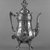 Pairpoint Manufacturing Company (1880-1929). <em>Coffee Pot</em>, ca. 1880. Silver - plated white metal, 12 3/4 x 8 1/4 x 5 in. (32.4 x 21 x 12.7 cm). Brooklyn Museum, H. Randolph Lever Fund, 87.124. Creative Commons-BY (Photo: Brooklyn Museum, 87.124_bw.jpg)