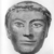 Graeco-Egyptian. <em>Mask of a Young Man</em>, late 1st century C.E. Plaster, pigment, 5 7/8 x 5 5/16 x 6 1/8 in. (15 x 13.5 x 15.5 cm). Brooklyn Museum, Museum Collection Fund, 06.284. Creative Commons-BY (Photo: Brooklyn Museum, CUR.06.284_NegB_print_bw.jpg)