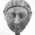 Graeco-Egyptian. <em>Mask of a Woman</em>, ca. 75-150 C.E. Plaster, pigment, 6 5/16 x 4 13/16 x 6 7/8 in. (16 x 12.3 x 17.5 cm). Brooklyn Museum, Museum Collection Fund, 06.289. Creative Commons-BY (Photo: Brooklyn Museum, CUR.06.289_NegA_print_bw.jpg)
