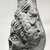  <em>Head, probably from a Statuette</em>, 3rd-4th century C.E. Terracotta, 3 3/8 x 1 11/16 x 2 9/16 in. (8.5 x 4.3 x 6.5 cm). Brooklyn Museum, Gift of Evangeline Wilbour Blashfield, Theodora Wilbour, and Victor Wilbour honoring the wishes of their mother, Charlotte Beebe Wilbour, as a memorial to their father, Charles Edwin Wilbour, 16.222. Creative Commons-BY (Photo: Brooklyn Museum, CUR.16.222_NegD_print_bw.jpg)