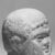 Roman. <em>Male Portrait Head</em>, 4th century C.E. (probably). Marble, 4 1/8 x 3 1/4 x 2 15/16 in. (10.5 x 8.3 x 7.5 cm). Brooklyn Museum, Gift of Evangeline Wilbour Blashfield, Theodora Wilbour, and Victor Wilbour honoring the wishes of their mother, Charlotte Beebe Wilbour, as a memorial to their father, Charles Edwin Wilbour, 16.239. Creative Commons-BY (Photo: Brooklyn Museum, CUR.16.239_NegID_L379_45_print_bw.jpg)