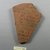 Demotic. <em>Demotic Ostracon</em>, Year 50 (?) (of Ptolemy VIII Euergetes II). Terracotta, pigment, 3 7/16 x 7/16 x 4 5/8 in. (8.8 x 1.1 x 11.7 cm). Brooklyn Museum, Gift of Evangeline Wilbour Blashfield, Theodora Wilbour, and Victor Wilbour honoring the wishes of their mother, Charlotte Beebe Wilbour, as a memorial to their father, Charles Edwin Wilbour, 16.580.591. Creative Commons-BY (Photo: Brooklyn Museum, CUR.16.580.591_view1.jpg)