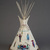 Teri Greeves (Kiowa, born 1970). <em>21st Century Traditional: Beaded Tipi</em>, 2010. Brain tanned deer hide, charlotte cut glass beads, seed beads, bugle beads, glass beads, sterling silver beads, pearls, shell, raw diamonds, hand stamped sterling silver, hand stamped copper, cotton cloth, nylon "sinew" rope, pine, poplar, bubinga, includes base: 46 x 29 x 32 1/2 in. (116.8 x 73.7 x 82.6 cm). Brooklyn Museum, Florence B. and Carl L. Selden Fund, 2008.28. © artist or artist's estate (Photo: Photograph courtesy of the artist, CUR.2008.28_back.jpg)