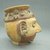  <em>Human Head Effigy Vessel</em>, 500–1500. Ceramic, pigment, 4 3/8 x 4 3/4 x 4 1/4 in. (11.1 x 12.1 x 10.8 cm). Brooklyn Museum, Alfred W. Jenkins Fund, 34.1890. Creative Commons-BY (Photo: Brooklyn Museum, CUR.34.1890_view3.jpg)