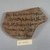  <em>Small Ostracon</em>, Year 18, Mesore 14. Terracotta, pigment, 2 13/16 x 1/4 x 4 5/8 in. (7.1 x 0.6 x 11.8 cm). Brooklyn Museum, Charles Edwin Wilbour Fund, 37.1859E. Creative Commons-BY (Photo: Brooklyn Museum, CUR.37.1859E_view1.jpg)