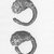 Greek. <em>Ornate Earring with Lion's Head</em>, late 4th-3rd century B.C.E. Gold, Diam. 7/8 in. (2.3 cm). Brooklyn Museum, Charles Edwin Wilbour Fund, 37.787E. Creative Commons-BY (Photo: , CUR.37.786E_37.787E_NegID_37.786E_GRPA_print_bw.jpg)