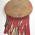 Plains. <em>Drum</em>, early nineteenth century. Hide, buffalo horn, horsehair, dyed owl feathers, stroud wool cloth, small eagle feathers, pigment, metal nails, 1 15/16 x 1 15/16 x 19 11/16 in. (5 x 5 x 50 cm). Brooklyn Museum, Anonymous gift in memory of Dr. Harlow Brooks, 43.201.135. Creative Commons-BY (Photo: Brooklyn Museum, CUR.43.201.135_view1.jpg)