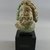  <em>Head from a Statuette of Zeus Serapis</em>, 1st century C.E. Faience, 3 7/8 x 2 7/8 x 2 3/8 in. (9.8 x 7.3 x 6 cm). Brooklyn Museum, Charles Edwin Wilbour Fund, 58.79.1. Creative Commons-BY (Photo: Brooklyn Museum, CUR.58.79.1_View1.jpg)