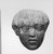  <em>One Head from a Statue of a Prisoner</em>, 750-342 B.C.E. Limestone, 2 5/8 x 2 3/8 x 2 1/2 in. (6.7 x 6.1 x 6.3 cm). Brooklyn Museum, Gift of Miltiades Kyrtsis, 78.190. Creative Commons-BY (Photo: Brooklyn Museum, CUR.78.190_NegA_print_bw.jpg)