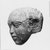  <em>One Head from a Statue of a Prisoner</em>, 750-342 B.C.E. Limestone, 2 5/8 x 2 3/8 x 2 1/2 in. (6.7 x 6.1 x 6.3 cm). Brooklyn Museum, Gift of Miltiades Kyrtsis, 78.190. Creative Commons-BY (Photo: Brooklyn Museum, CUR.78.190_NegC_print_bw.jpg)