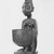 Yorùbá. <em>Kneeling Female Figure Holding a Bowl (Agere Ifa)</em>, late 19th or early 20th century. Wood, applied materials, (metal & beads in bag), h: 11 3/3 in. (30.0 cm). Brooklyn Museum, Gift of Ann W. Walzer, 80.245. Creative Commons-BY (Photo: Brooklyn Museum, CUR.80.245_print_threequarter_bw.jpg)