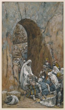 James Tissot (Nantes, France, 1836–1902, Chenecey–Buillon, France). <em>He Did No Miracles But He Healed Them (Il ne fit pas des miracles mais il guérit)</em>, 1886–1896. Opaque watercolor over graphite on gray wove paper, Image: 9 1/2 x 5 1/2 in. (24.1 x 14 cm). Brooklyn Museum, Purchased by public subscription, 00.159.125 (Photo: Brooklyn Museum, 00.159.125_PS1.jpg)