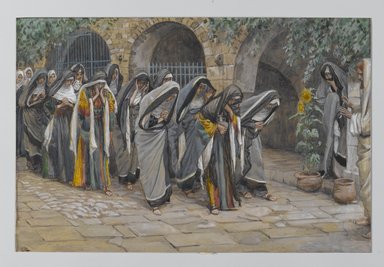 James Tissot (Nantes, France, 1836–1902, Chenecey–Buillon, France). <em>The Holy Women (Les femmes saintes)</em>, 1886–1896. Opaque watercolor over graphite on gray wove paper, Image: 6 11/16 x 10 1/8 in. (17 x 25.7 cm). Brooklyn Museum, Purchased by public subscription, 00.159.151 (Photo: Brooklyn Museum, 00.159.151_PS2.jpg)