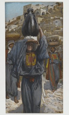 James Tissot (French, 1836-1902). <em>Martha (Marthe)</em>, 1886-1894. Opaque watercolor over graphite on gray wove paper, Image: 8 9/16 x 4 7/16 in. (21.7 x 11.3 cm). Brooklyn Museum, Purchased by public subscription, 00.159.163 (Photo: Brooklyn Museum, 00.159.163_PS2.jpg)