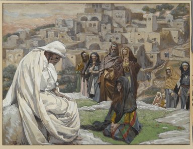 James Tissot (Nantes, France, 1836–1902, Chenecey–Buillon, France). <em>Jesus Wept (Jésus pleura)</em>, 1886–1896. Opaque watercolor over graphite on gray wove paper, Image: 6 3/4 x 8 15/16 in. (17.1 x 22.7 cm). Brooklyn Museum, Purchased by public subscription, 00.159.182 (Photo: Brooklyn Museum, 00.159.182_PS2.jpg)