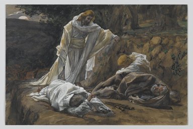James Tissot (French, 1836-1902). <em>You Could Not Watch One Hour With Me (Vous n'avez pu veiller une heure avec moi)</em>, 1886-1894. Opaque watercolor over graphite on gray wove paper, Image: 7 11/16 x 11 9/16 in. (19.5 x 29.4 cm). Brooklyn Museum, Purchased by public subscription, 00.159.232 (Photo: Brooklyn Museum, 00.159.232_PS2.jpg)