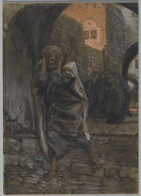 James Tissot (Nantes, France, 1836–1902, Chenecey-Buillon, France). <em>The Sorrow of Saint Peter (La douleur de Saint Pierre)</em>, 1886-1894. Opaque watercolor over graphite on gray wove paper, Image: 9 1/4 x 6 9/16 in. (23.5 x 16.7 cm). Brooklyn Museum, Purchased by public subscription, 00.159.251 (Photo: Brooklyn Museum, 00.159.251_PS2.jpg)