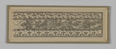 James Tissot (Nantes, France, 1836–1902, Chenecey–Buillon, France). <em>Metal Ornament Taken from the Mosque of Es-Sakra</em>, 1886–1887 or 1889. Ink on paper mounted on board, sheet: 2 5/16 x 6 3/4 in. (5.9 x 17.1 cm). Brooklyn Museum, Purchased by public subscription, 00.159.355.4 (Photo: Brooklyn Museum, 00.159.355.4_IMLS_PS3.jpg)