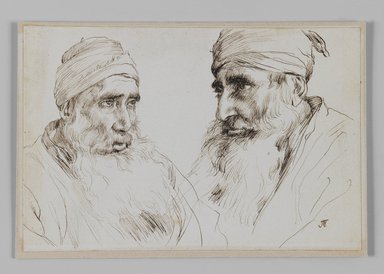 James Tissot (Nantes, France, 1836–1902, Chenecey-Buillon, France). <em>Types of Jews, Jerusalem</em>, 1886-1887 or 1889. Ink on paper mounted on board, Sheet: 4 3/4 x 7 1/16 in. (12.1 x 17.9 cm). Brooklyn Museum, Purchased by public subscription, 00.159.382 (Photo: Brooklyn Museum, 00.159.382_IMLS_PS3.jpg)